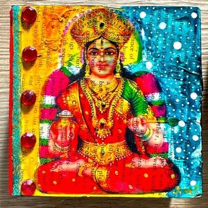 Buddha on canvas mixed media one of a kind wall art 4” x 4”